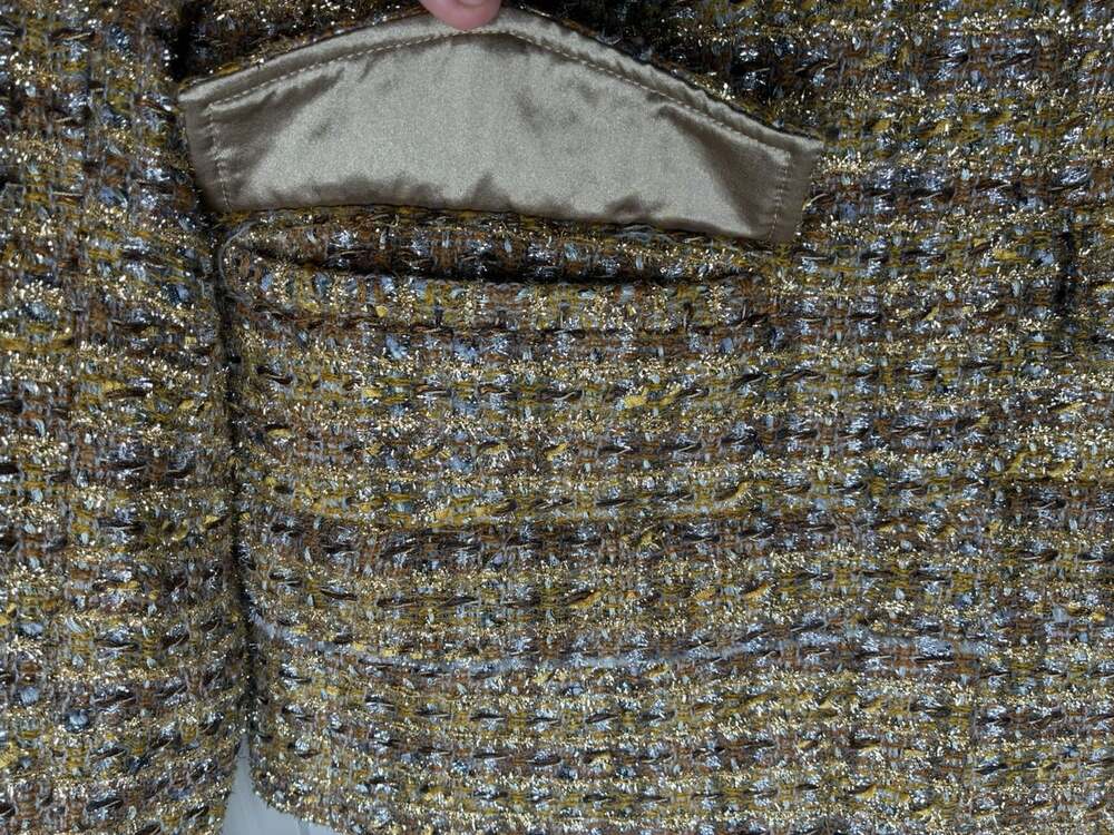 J Crew Collection Tweed Lady Jacket in Gold Silver Metallic Size 6 - Picture 6 of 8